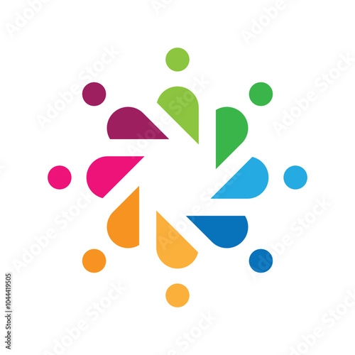Tableau sur toile This is a simple logo of eight abstract people connected together forming a circ