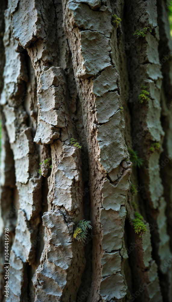 Obraz premium Intricate Patterns and Textured Surface of Weathered Tree Bark in Detailed Close-up View