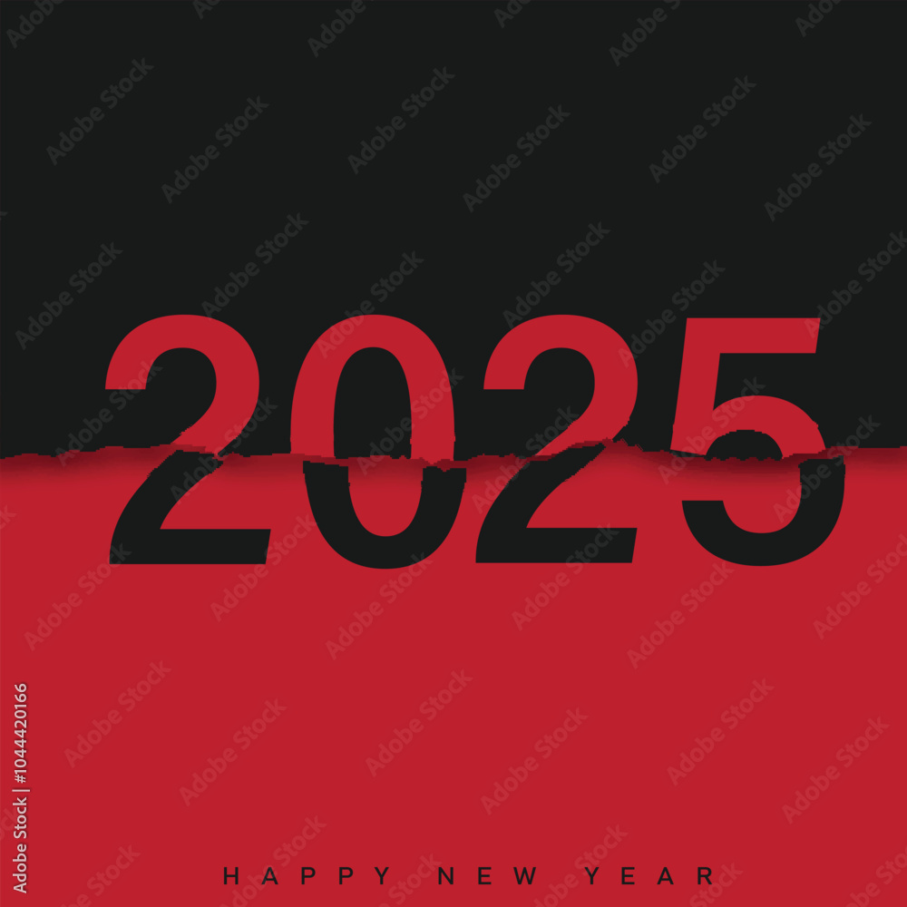 Bold Red and Black 2025 New Year Minimalist Greeting Vector Bold Red and Black 2025 New Year Minimalist Greeting Vector