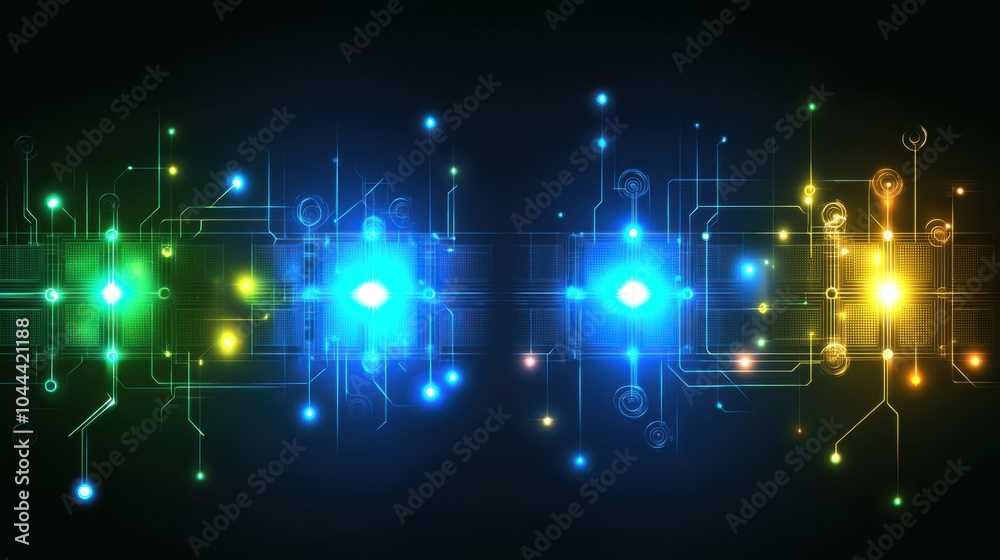 Abstract Glowing Circuit Board with Vibrant Colors Abstract Glowing Circuit Board with Vibrant Colors