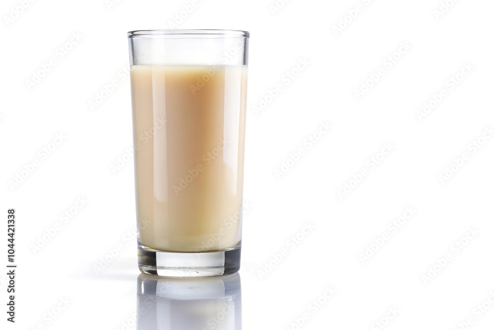Refreshing buttermilk in clear glass isolated on white background Refreshing buttermilk in clear glass isolated on white background