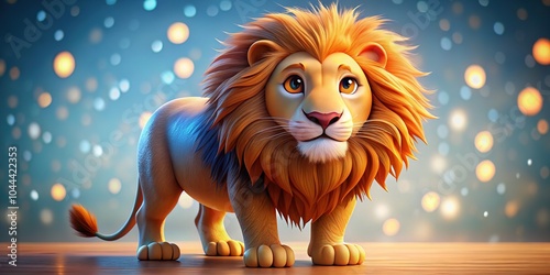 Delightful 3D cartoon lion artwork ideal for kids' designs and educational purposes, featuring a vibrant white background to engage young minds and spark creativity. photo