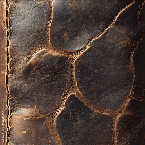 Seamless Detailed Leather Texture with Vintage Grunge and Cracked Surface Pattern photo