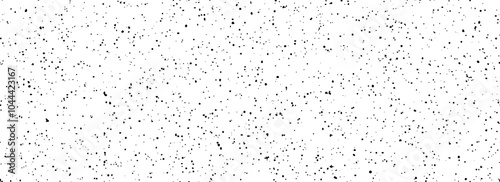 Black and white dotted seamless pattern. Dirty grunge sprinkles, particles, dust and splashes wallpaper. Distress noise grain repeating background. Random splattered gritty overlay texture. Vector