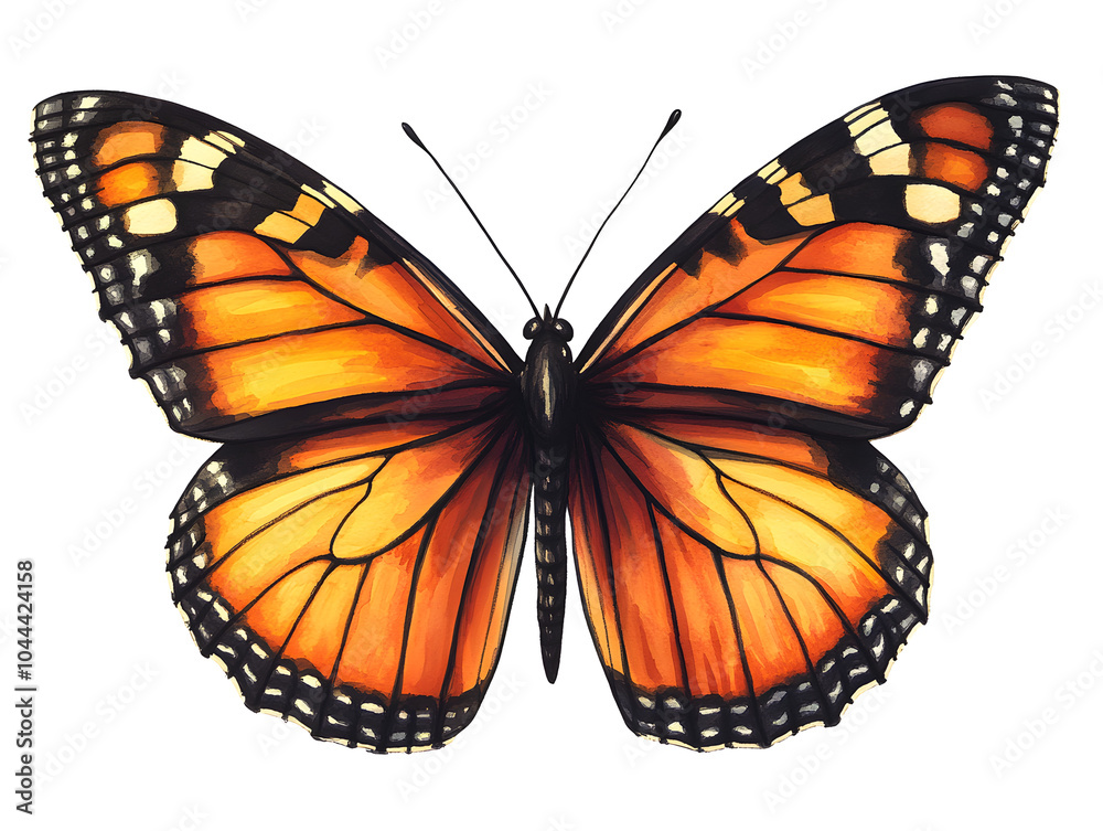 Obraz premium Vibrant Monarch Butterfly Close-Up in Nature's Garden Displaying Beautiful Colors and Patterns