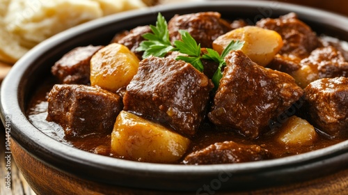 Delicious Goulash with Paprika on a Wooden Table