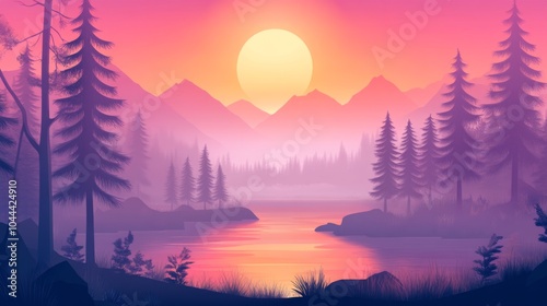 Serene Landscapes with Gradient Tones and Smooth Transitions