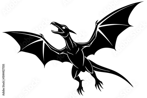 pterodactyl dangerous flying silhouette vector animal black 