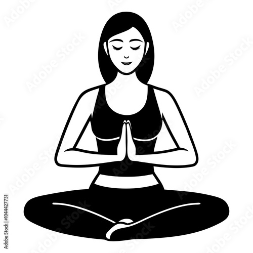 Girl doing yoga silhouette Vector illustration 