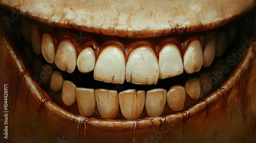 Close Up of a Creepy Smile: A Dark and Surreal Painting