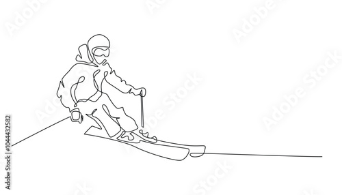 continuous line snowboarder.single line snowboard sport.holiday one line concept