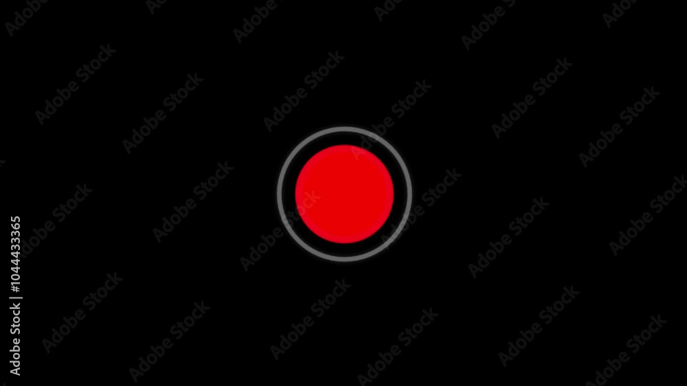 Live Sign Animation of Red Circle Signal on Black Background