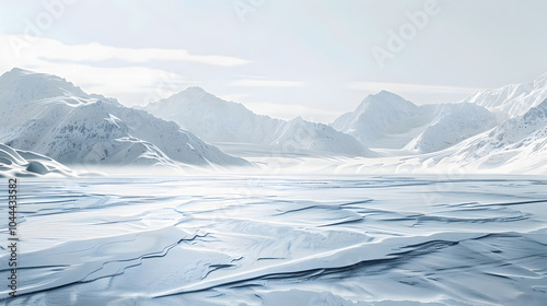 Wallpaper Mural Winter empty snow and mountains, car advertising background picture Torontodigital.ca