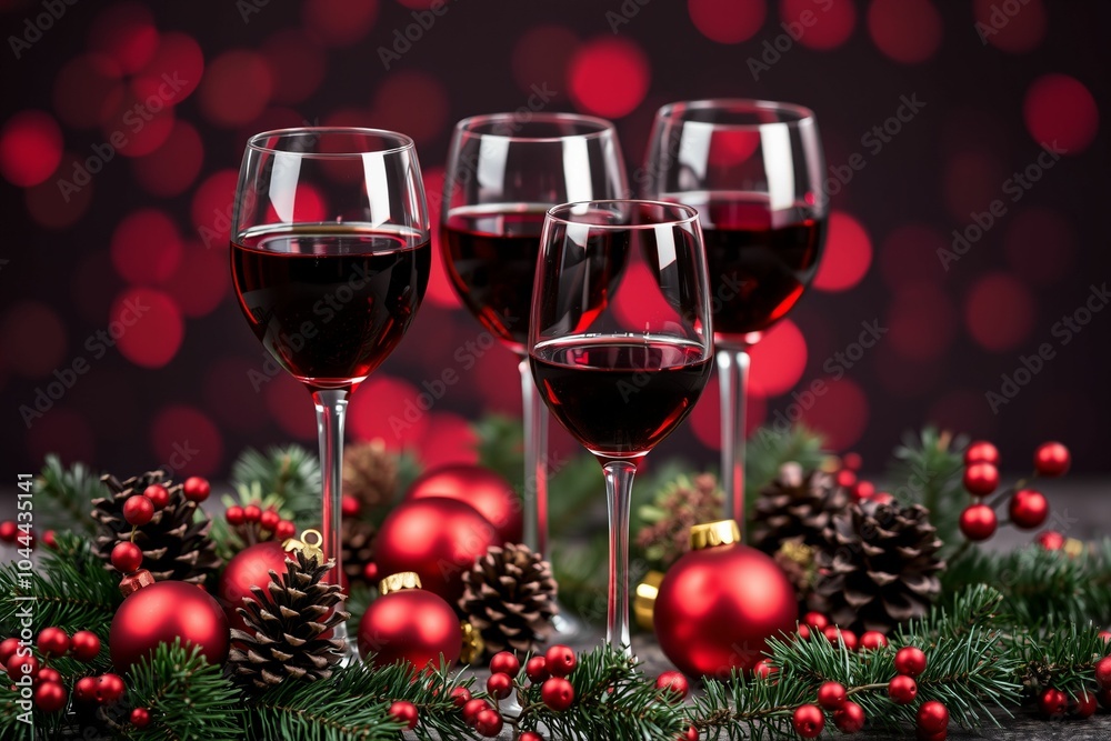 Festive Holiday Scene with Red Wine and Christmas Decorations.generative AI
Festive Holiday Scene with Red Wine and Christmas Decorations.generative AI