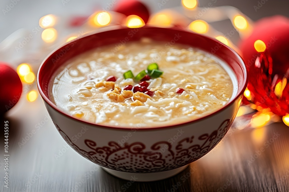A Bowl of Chinese Egg Drop Soup (Dan Hua Tang) with Garnishes A Bowl of Chinese Egg Drop Soup (Dan Hua Tang) with Garnishes