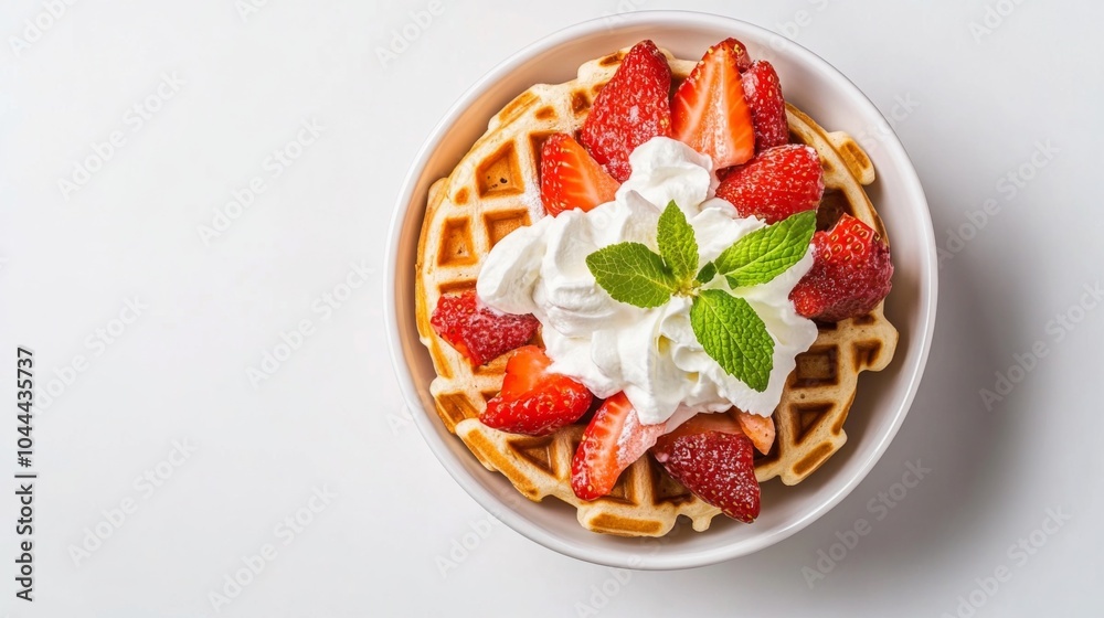 Fresh Waffles with Strawberries and Whipped Cream Fresh Waffles with Strawberries and Whipped Cream