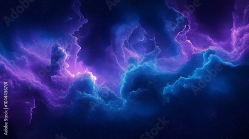 Dark purple blue black abstract grainy background, glowing vibrant colour gradient shape, noise texture poster header banner cover design