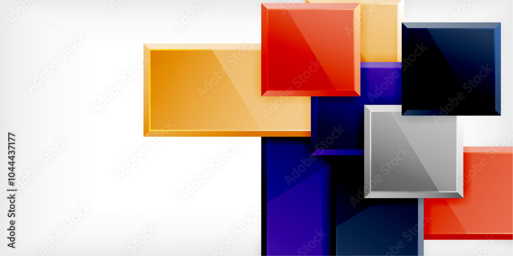 Glass toy style square shapes abstract design. Vector Illustration For Wallpaper, Banner, Background, Card, Book Illustration, landing page Glass toy style square shapes abstract design. Vector Illustration For Wallpaper, Banner, Background, Card, Book Illustration, landing page