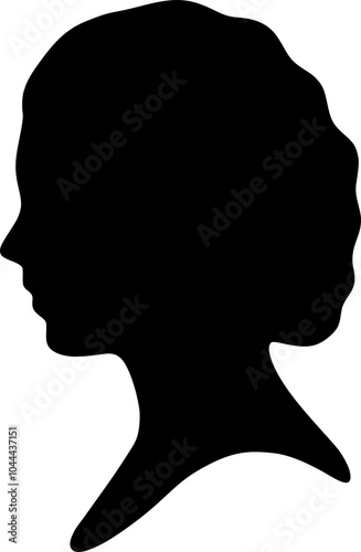 Vintage silhouette side profile portrait of a woman