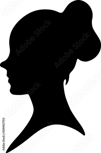 Silhouette side profile portrait of a woman