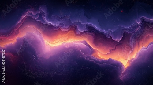 Dark purple blue black abstract grainy background, glowing vibrant colour gradient shape, noise texture poster header banner cover design