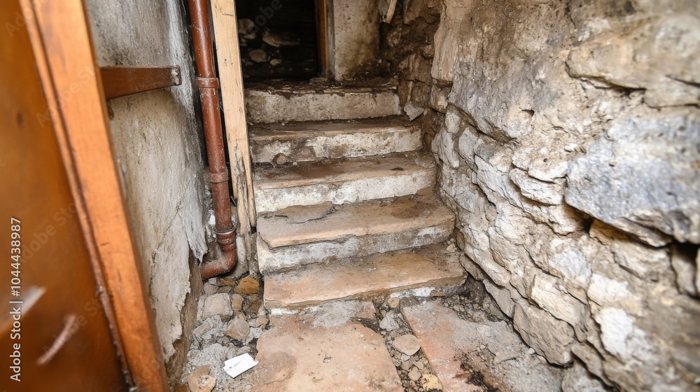 Old Stone Stairs Leading Down to Basement Old Stone Stairs Leading Down to Basement