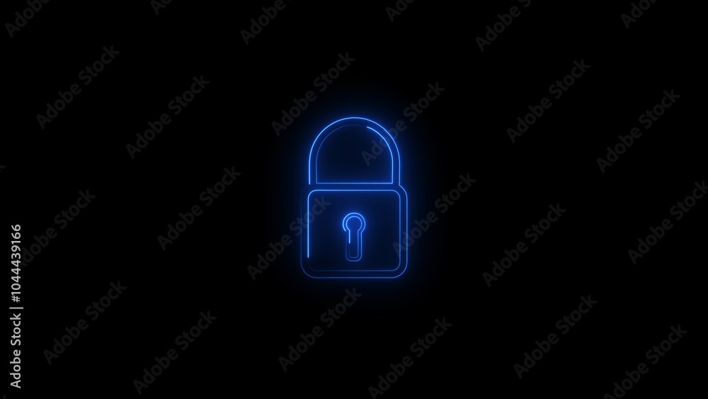 Neon closed lock icon. Glowing neon lock sign, outline padlock silhouette in vivid colors. Personal data protection, cyber security, personal identification, Neon closed lock icon. Glowing neon lock sign, outline padlock silhouette in vivid colors. Personal data protection, cyber security, personal identification,
