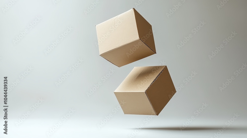 High-Quality Floating Cartons in Minimalist Setting