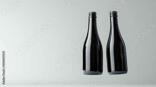 High Quality Floating Glass Bottles on a Minimal Background