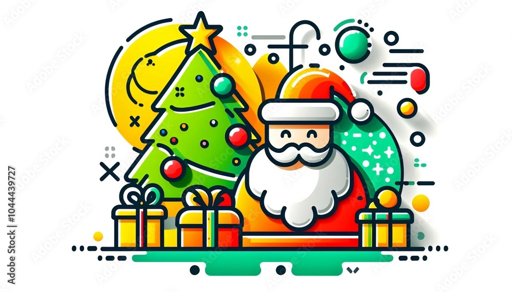 Merry Christmas illustration, retro 60s style Merry Christmas illustration, retro 60s style