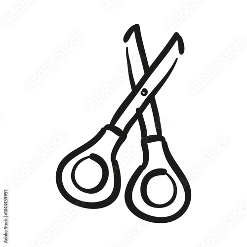 pen drawing style scissors icon illustration