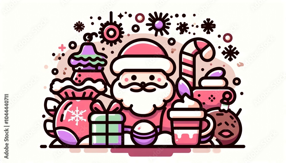 Merry Christmas illustration, retro 90s style Merry Christmas illustration, retro 90s style