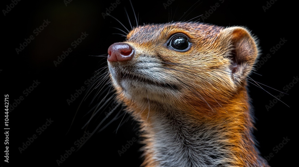 Close-up of a curious mongoose with expressive eyes. Close-up of a curious mongoose with expressive eyes.