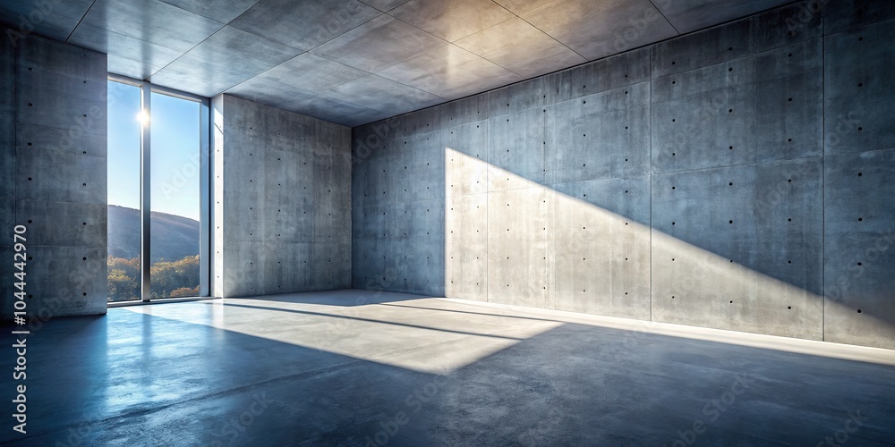 The empty space showcases a cement floor and sleek gray concrete walls, bathed in the warm glow of soft sunlight, evoking tranquility and simplicity. The empty space showcases a cement floor and sleek gray concrete walls, bathed in the warm glow of soft sunlight, evoking tranquility and simplicity.