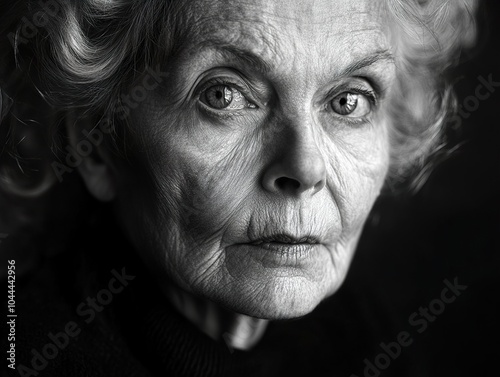 Black and White Portrait of a Woman's Face