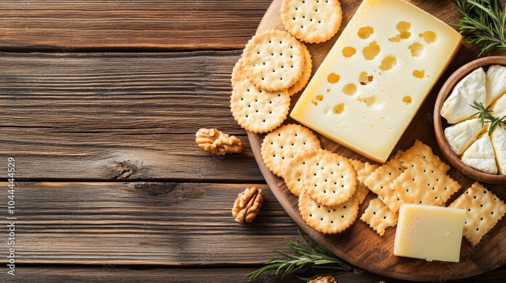 Rustic Cheese Platter with Crackers and Nuts Rustic Cheese Platter with Crackers and Nuts
