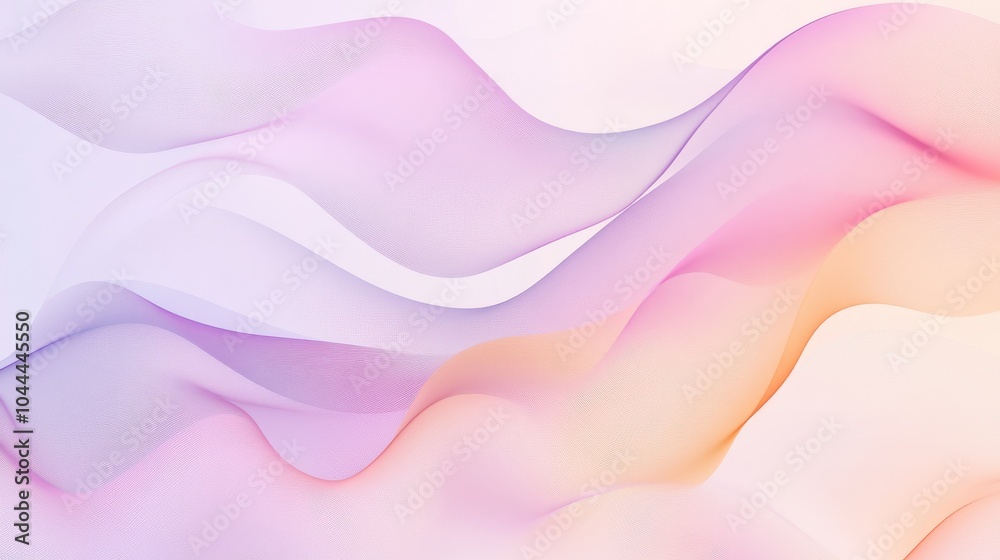 An abstract background with soft pastel gradient transitions, featuring smooth curves and waves, creating a calming and minimalist aesthetic