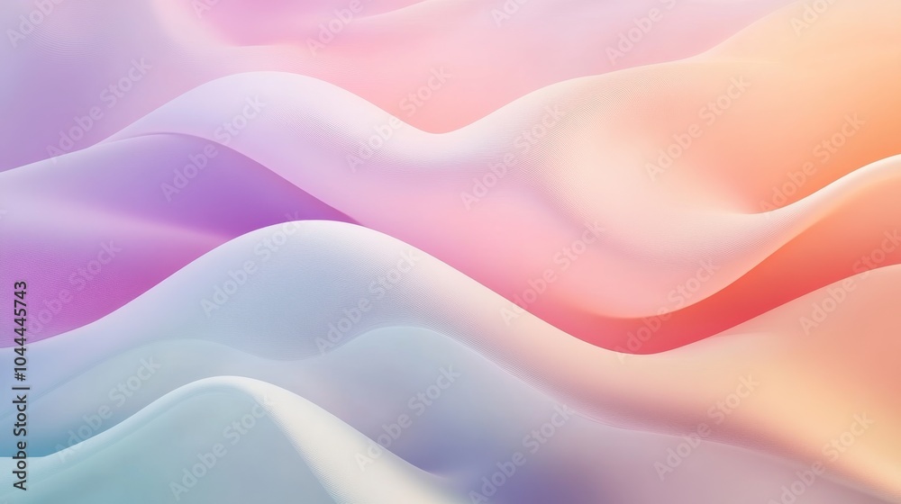 Obraz premium An abstract background with soft pastel gradient transitions, featuring smooth curves and waves, creating a calming and minimalist aesthetic