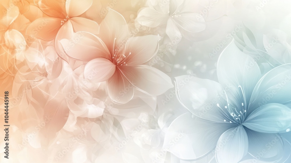 Obraz premium A floral-themed vector background with intricate flower patterns and soft pastel hues, offering a delicate and elegant design for beauty or wedding-related visuals