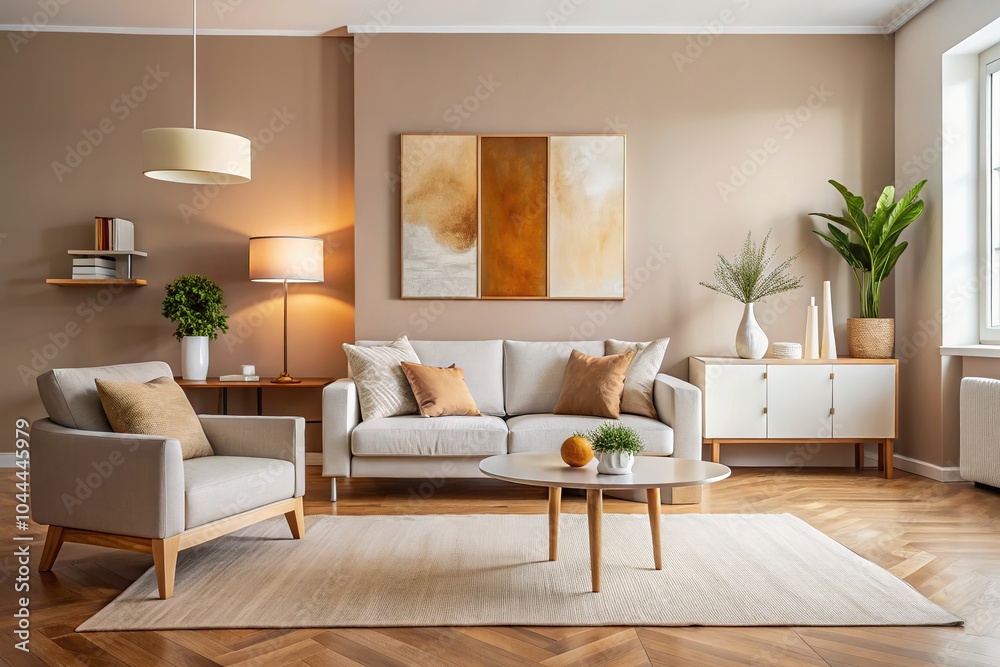 Fototapeta premium This neutral abstract piece in beige and white offers a calming aesthetic, beautifully complementing contemporary interiors while adding sophistication and understated luxury.