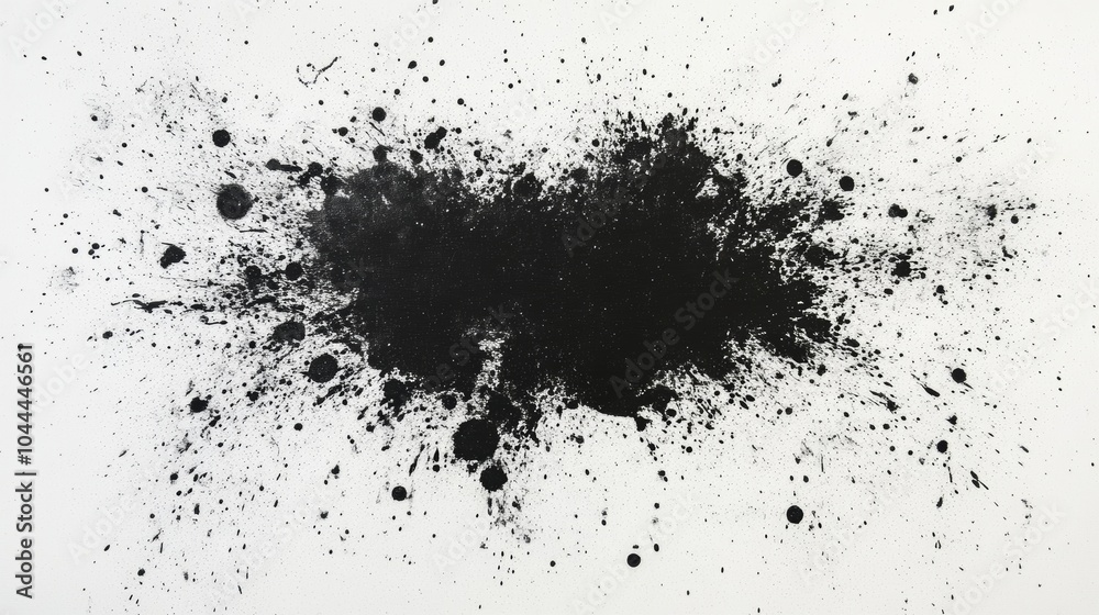 Fototapeta premium Abstract Black Ink Spatter on White Background Texture Design Element Art