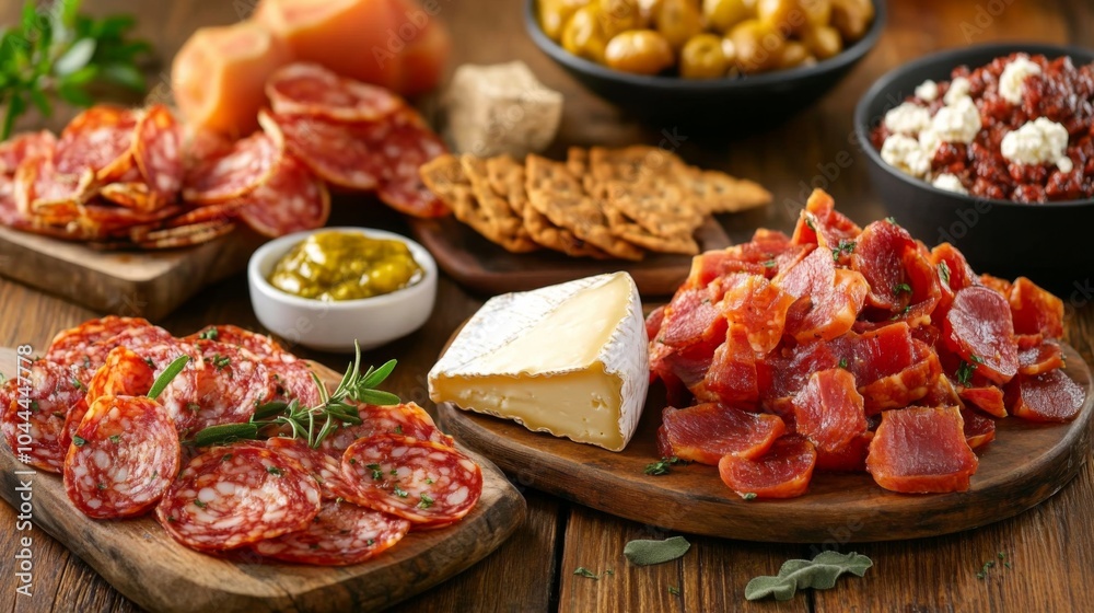 Obraz premium Rustic Tapas Spread with Cheese and Quince