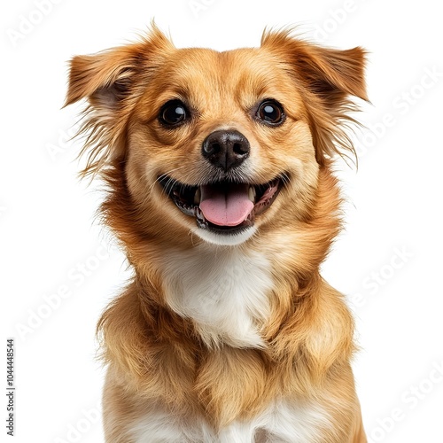 Cheerful Furry Canine Companion Smiling Happily Against White Background