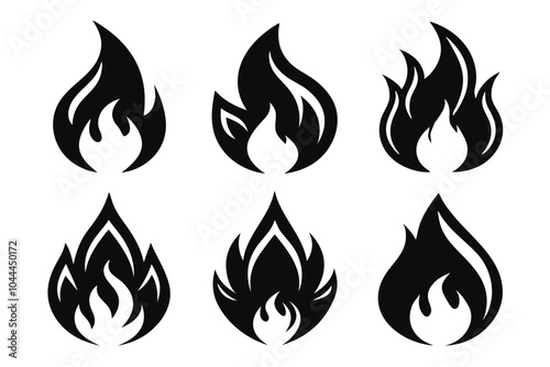 Set of Fire vector icons on white background