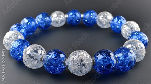 Blue and Silver Glass Bead Bracelet Jewelry Accessory Fashion