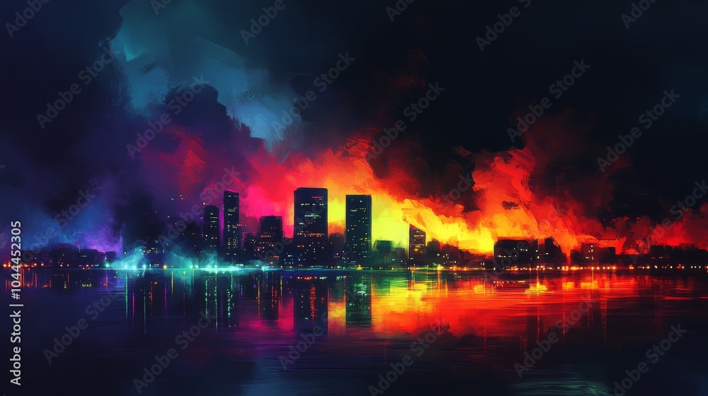 Fototapeta premium Vibrant Skylines with Reflections and Diffused Lighting