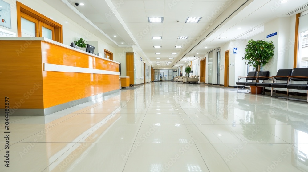 High-resolution background image of a healthcare in a modern medical facility setting with clear flooring and bright lighting