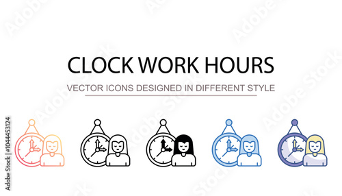Clock Work Hours icon design with white background stock illustration