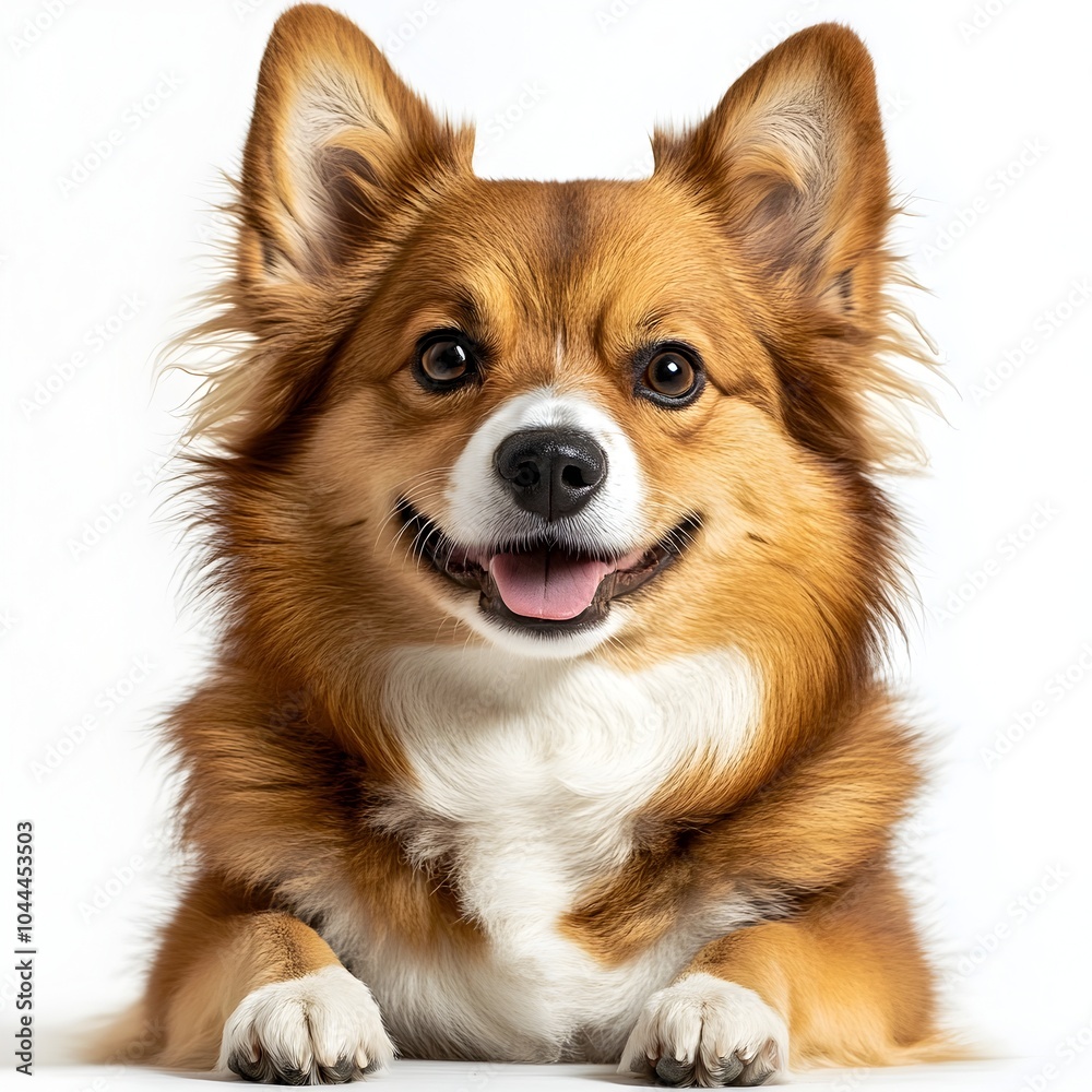 Cheerful Canine Companion A Charming Dog Portrait on a White Background Cheerful Canine Companion A Charming Dog Portrait on a White Background