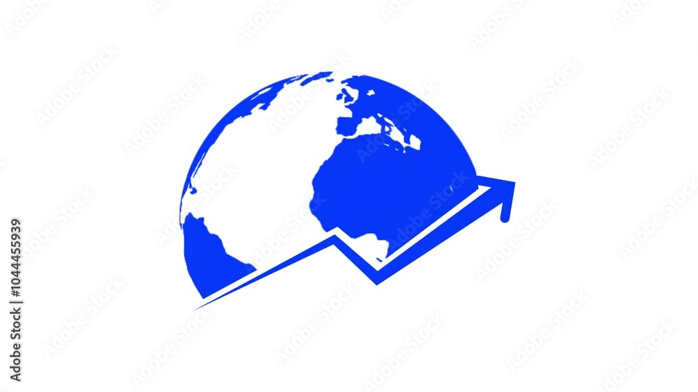 Business line arrow animation on rotation planet Business line arrow animation on rotation planet
